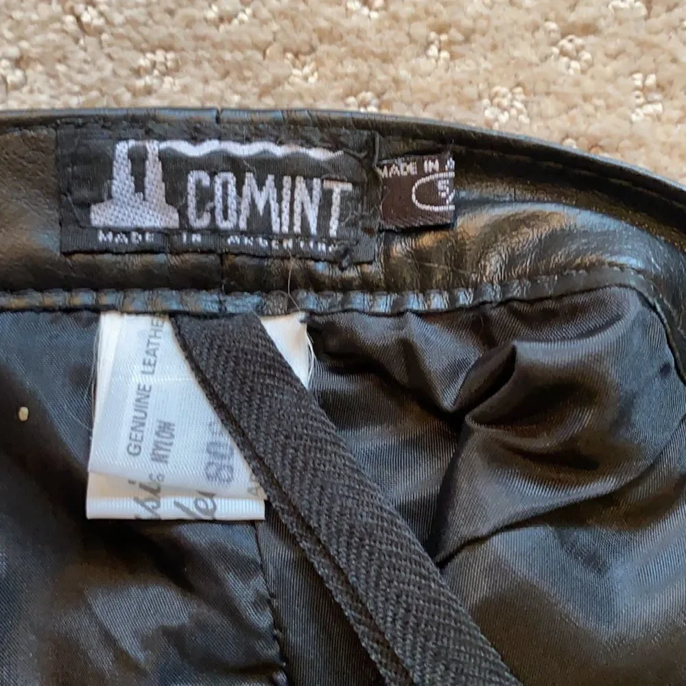 Comint Genuine Leather Pencil Skirt – Black – Size 5/6 – Made in Argentina